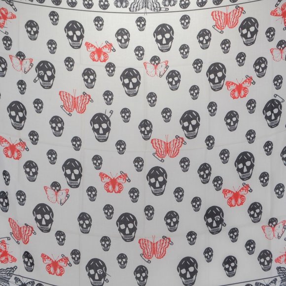 Alexander McQueen Wool Modal Butterfly Skull Scarf - Picture 6 of 9